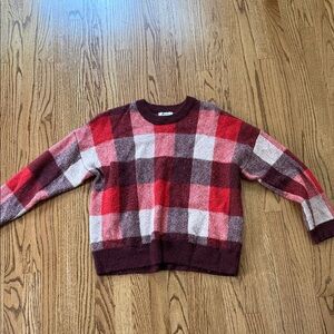 Madewell Red and Pink Plaid Sweater